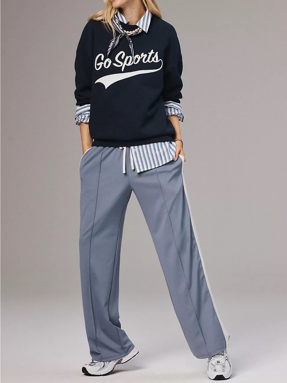 Anthropologie Daily Practice Side Stripe Track Pants Gray Pull On Casual